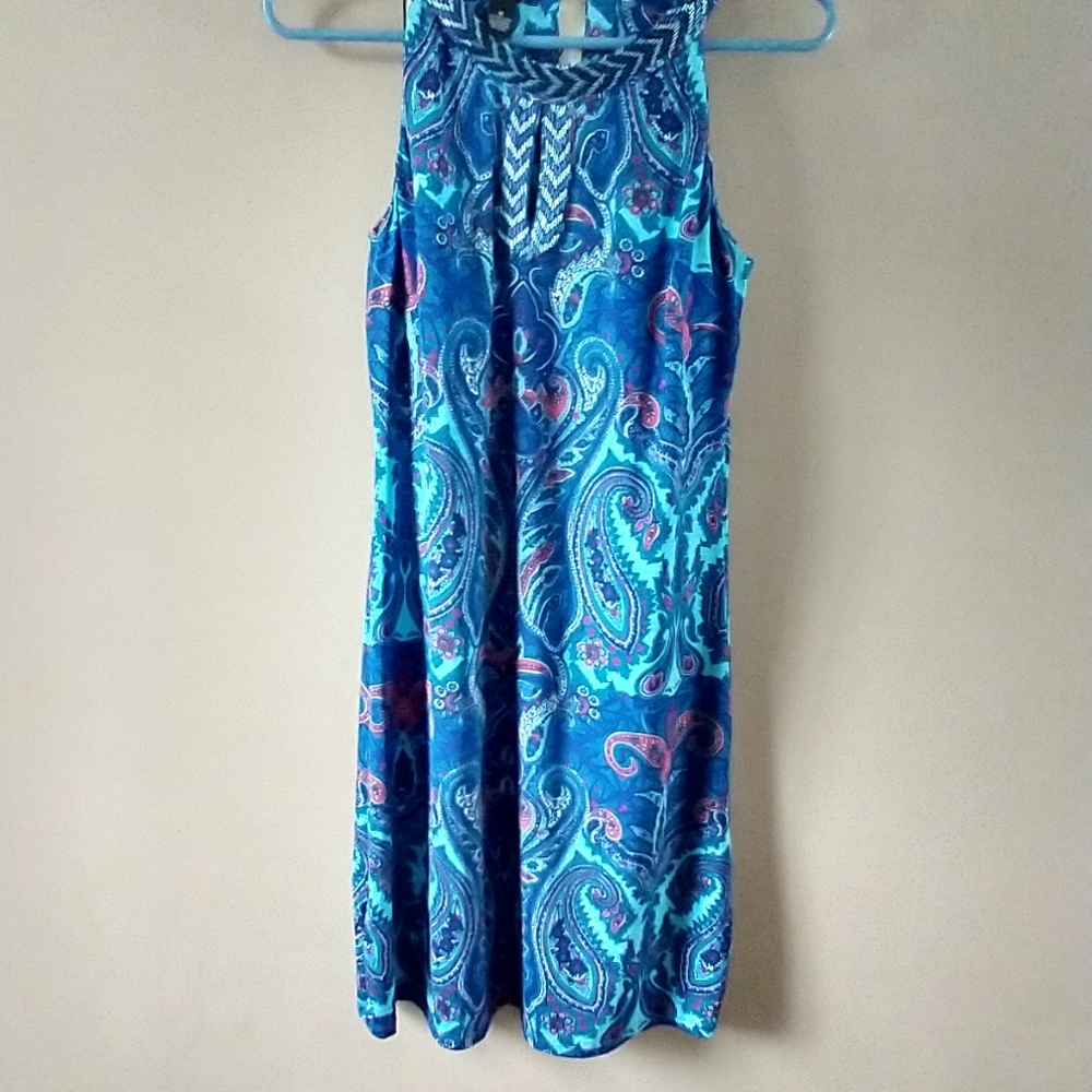 INC INTERNATIONAL CONCEPTS BLUE PAISLEY DRESS